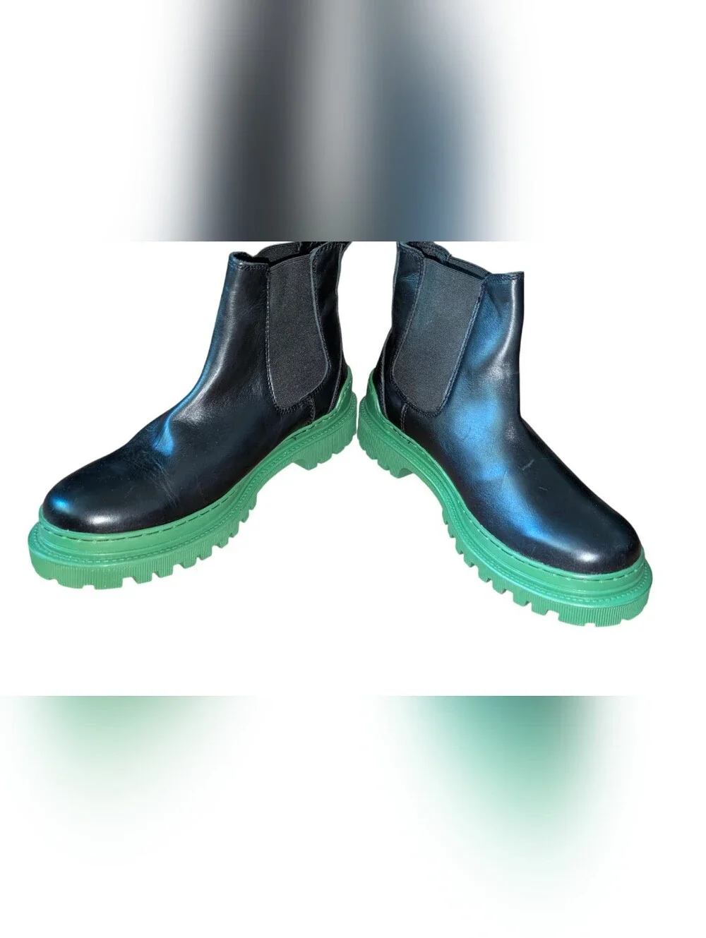 Steve Madden Men's Black Chelsea Boots with Green Lug Sole Sz 9 Grunge